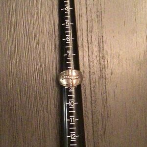 Brighton Silver-Tone Cross Accent Ring with Gold-Tone Detail